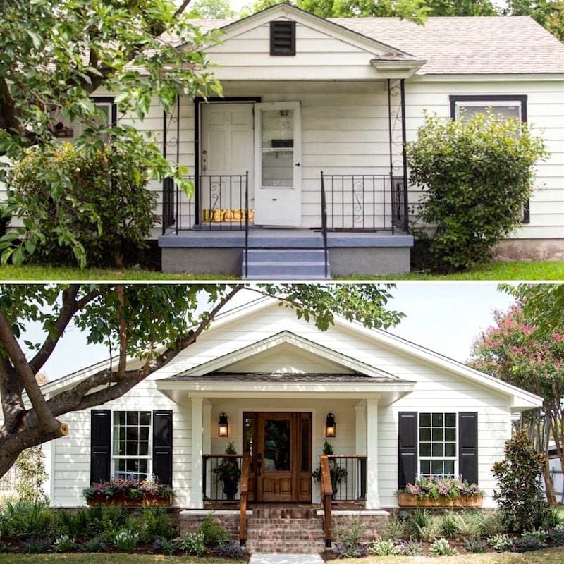 Home exterior renovation before and after